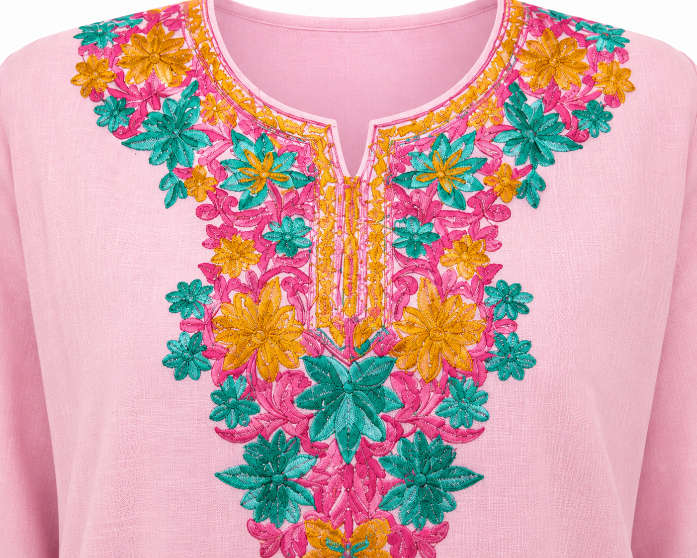 Kashmir Aari cotton Co-Ord Set | Pink